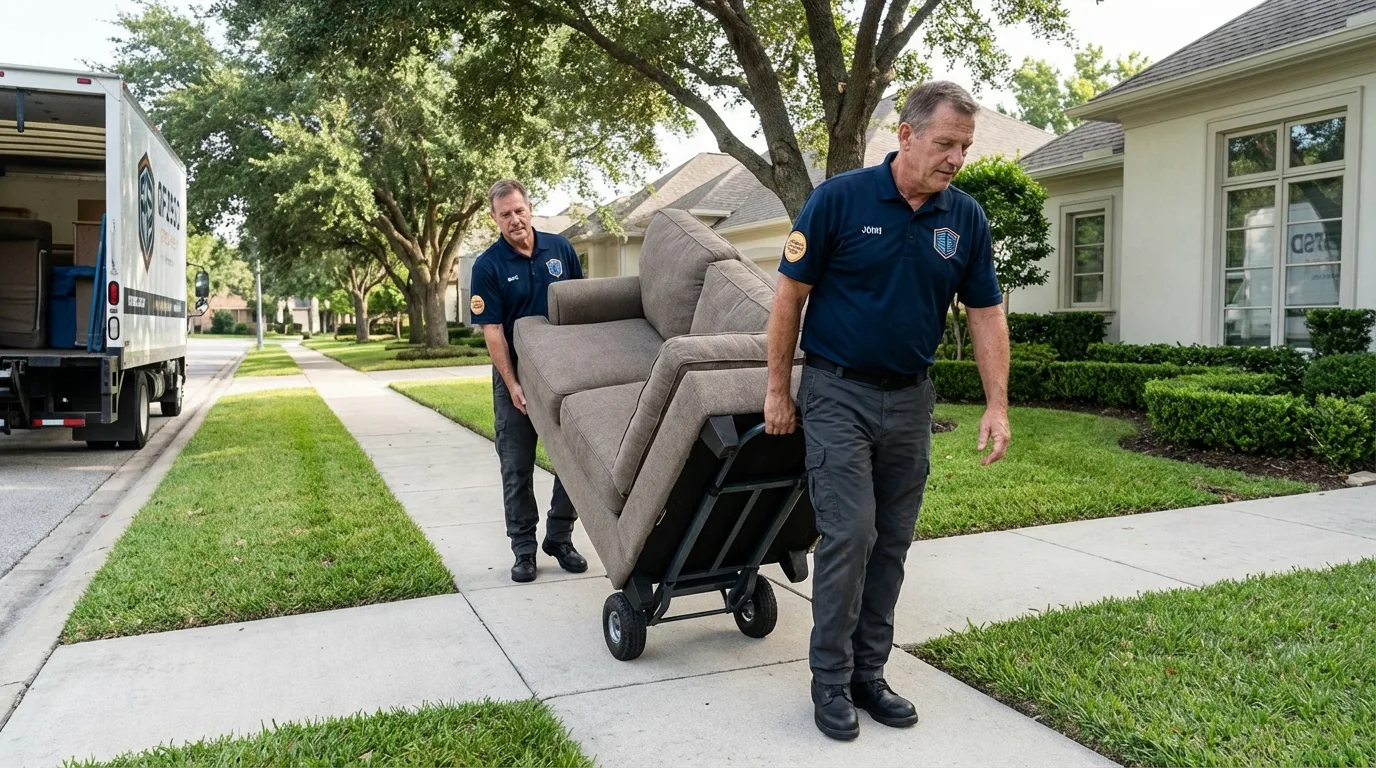 Local residential moving crew loading furniture in Parkin, AR